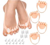 HALUTO Separador dedos pie con banda antideslizante - 4 piezas - Separadores de dedos de los pies con imán - Corrector dedos pies - Corrector dedos martillo y juanetes - Separador dedos pie silicona