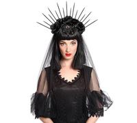 Halween Veil Head Abch - Gothic Halloween Veil - Velio De Novia Para Women Brides Women, Banda Velo Velo Negro Halloween Negro Para La Ducha Nupcial De Halloween, Accesorios Para El Cabello Para Niñas