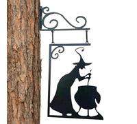 Halween Witch Cauldron Silhouette Decor - Delicate Silhouette Sign | Hall0 Entre el de Terror Colgante | Decoraciones de Metal artístico Colgando al Aire Libre para Hall0.WES Prop