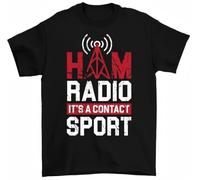 Ham Radio It' A Contact Sport T-Shirt Ham Radio Operator Funny Tees Black Black XXL