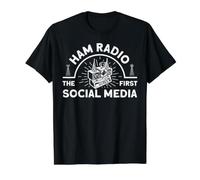 Ham Radio - The First Social Media Camiseta gráfica económica, Hombre, Negro, M