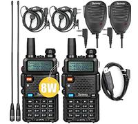 Ham Radio UV-5R Pro - Radio bidireccional de doble banda de 8 W con micrófono de altavoz de mano y antena, paquete de 2 y cable de programación