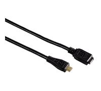 Hama 0.75m microUSB 2.0 - Cable USB (0,75 m, Micro-USB B, Micro-USB B, 2.0, Male Connector/Female Connector, Negro)