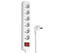 Hama Regleta de enchufes 00108833 – 6 tomas, interruptor y protección infantil, 5 m, blanco