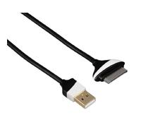 Hama 00119428 Premium - Cable de conexión para Apple iPad (Conector USB-A y Conector de 30 Pines, 1,5 m), Color Blanco y Negro