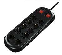 Hama 00137253 10AC outlet(s) 230V 2m - Regleta (10 salidas AC, 16 A, 3500 W, 4500 A, 2 m, Negro)
