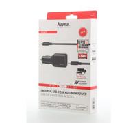 Hama | Cargador para Coche USB C (Fuente de alimentación Universal USB C para Coche, Fuente de alimentación para portátil Power Delivery, 5 - 20 V/70 W) Negro