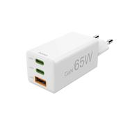 Hama | Cargador GAN 65W con 2 USB-C y USB-A Power Delivery QC | Cargador GaN de 65 W con 2 USB-C PD y USB-A QC para cargar hasta 3 dispositivos. Blanco