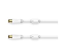 Hama | Cable de antena de 1.5 metros, 100dB (Cable de antena coaxial macho a hembra, chapado en oro, largo 1,5 metros) Blanco
