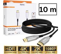 Hama 10m Cable HDMI Largo Conexión Óptico 4K 3D UHD Full-Hd TV Consola PC