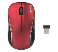 Hama, 134939 - Ratón inalámbrico óptico de 3 Botones con Scroll, USB, 1200 dpi, Negro/Rojo