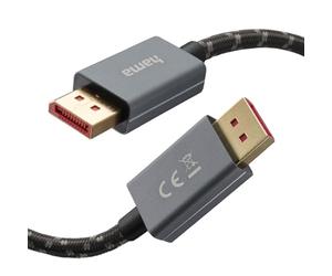 Hama 200505 Cable DisplayPort de 2 m de largo (Display Port Metal Connector, Conector chapado en oro, Funda de cable reforzada con fibra de aramida, DP 1.4, Ultra HD 8K, Aluminio, 2.00 m)