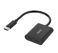 Hama Adaptador USB-C - 2xUSB-C Socket (100 W, convertidor DAC) Negro