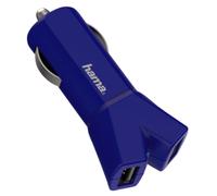 Hama 3,4A Speed 2-Port USB Coche Automóvil Cargador Rápido Cigarrillos Azul