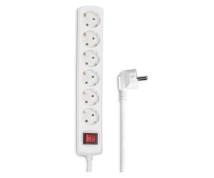 Hama 30384 - Regleta de 6 Tomas con Interruptor, 230 V, 1,4 m, Blanco | Enchufe múltiple blanco, enchufes giratorios de 45 grados, regleta con certificado GS, con interruptor Safe Energy para