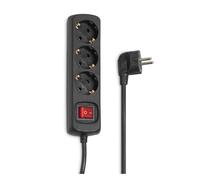 Hama 30392 - Regleta de 3 tomas con interruptor, color negro