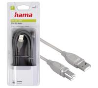 Hama 3M Cable USB 2.0 Cable Conexión Tipo A en B Enchufe Datos Cable de Conexión