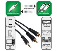 Hama 5M Adaptador De Cable AUX 3,5Mm Conector A 2X RCA Cable Cinch Audio