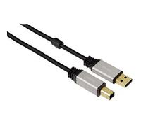 Hama 75053742 Câble USB 2.0 (Pines A Macho a Pines B Macho, Contacto Dorado, apantallado, 1,8 m), Color Negro