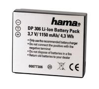 Hama - 77306, Litio-Ion, 1150 mAh, 3.7 V, 40 x 34 x 9 mm, Negro