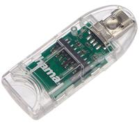 Hama 91092 8 in1 SD/MicroSD Card Reader with Direct USB 2.0 Connection, Transp