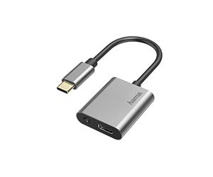 Hama Adapt. Audio, 2 en 1, F USB-C - Jack 3,5 mm, Puerto USB-C, Audio + Cargador.