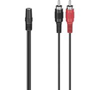 Hama | Adaptador Audio Jack 3,5 mm a RCA (Adaptador Audio estéreo, conexión Flexible, 2 núcleos, 0,12 m) Color Negro