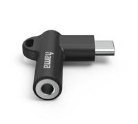 Hama Adaptador aux USB-C - Jack Hembra de 3,5 mm, Enchufe en ángulo 90°, Negro