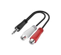 Hama Adaptador de Audio Jack de 3,5 mm a 2 Conectores RCA/RCA Hembra, Adaptador estéreo HiFi para conectar Ordenadores portátiles, teléfonos móviles, tabletas y Altavoces, Amplificador, estéreo con