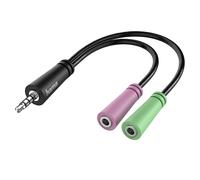 Hama Adaptador de PC 1 jack 3,5 mm a 2 jack macho 3,5 mm 0,15 m Negro para sonido de alta resolución
