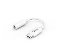 Hama Adaptador de Auriculares USB C a Jack de 3,5 mm (Adaptador de Audio, Adaptador AUX, USB-C a Conector de Auriculares, Toma de Corriente, para Samsung, Huawei, iPad), Color Blanco