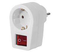 Hama Adaptador de Enchufe (con protección de Contacto, Enchufe con Interruptor,e, Adaptador, Interruptor de 2 Pines) Blanco