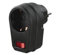 Hama Adaptador de enchufe (conector de protección contra contactos directos, adaptador de enchufe con interruptor, interruptor de ENCENDIDO/APAGADO, adaptador, enchufe de protección contra contactos