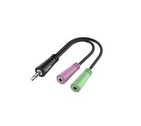 Hama Adaptador de PC 1 jack 3,5 mm a 2 jack macho 3,5 mm 0,15 m Negro para sonido de alta resolución