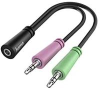 Hama - adaptador de pc con 2 conectores jack 3,5mm y un conectar jack