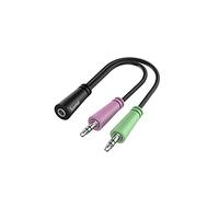 Hama | Adaptador de PC con 2 Conectores Jack 3,5mm y un conectar Jack de 3,5mm Macho, 0,15m de Longitud, para un Sonido de Alta resolución