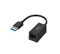 HAMA | Adaptador de Red con Conector USB 3.0 y Conector RJ45 (para Transferencias de Datos Gigabit Ethernet de hasta 1 Gbps, Compatible para Internet de Alta Velocidad) Color Negro