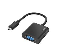 Hama | Adaptador de USB C a VGA Full HD 1080p (Alta Resoluciónn, 1080p, Transmisión, Compatible con PC, Macbook, Tablet, TV o Proyector), Color Negro.