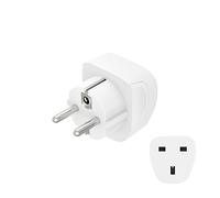 HAMA | Adaptador de Viaje de 3 Pines (Adaptador para UK, Compacto, para Uso con enchufes Tipo E y F, para tensiones de Entrada de 100 V - 250 V, Viajar) Color Blanco