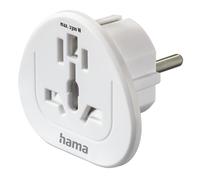 HAMA | Adaptador de Viaje Tipo E y F, 3 Polos, Universal, Compatile con la mayoría de países Europeos, Color Blanco