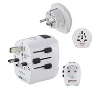 Hama Juego de adaptadores para viajes por el mundo World Travel Pro Light USB, 3 clavijas, 2x USB