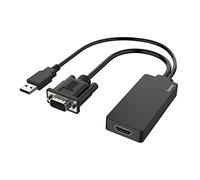 Hama | Adaptador de vídeo (Conector VGA + USB - f. Hembra HDMI, Full-HD 1080p) Color Negro