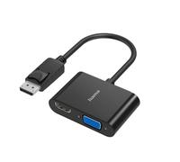 Hama Adaptador DisplayPort a VGA y HDMI, 4K Ultra HD, Full HD (Adaptador 2 en 1 con Puerto de visualización Macho, HDMI Hembra y VGA Hembra para conectar PC, portátil a Monitor, TV, proyector)