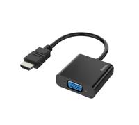 Hama Adaptador de HDMI a VGA – Universal de vídeo Full HD, cable resistente, color negro