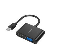 Hama Adaptador MiniDisplayPort a VGA y HDMI, 4 K Ultra HD, Full HD (2 en 1 Adaptador con Mini DisplayPort Macho HDMI Hembra y VGA Hembra para conectar PC, portátil, Tablet a Monitor, TV, proyector)