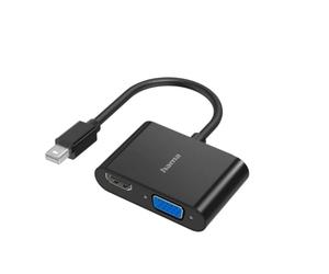 Hama Adaptador MiniDisplayPort a VGA y HDMI, 4 K Ultra HD, Full HD (2 en 1 Adaptador con Mini DisplayPort Macho HDMI Hembra y VGA Hembra para conectar PC, portátil, Tablet a Monitor, TV, proyector)