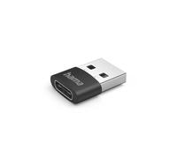 Hama | Adaptador USB A a USB C (480 Mbps, USB 2.0, Doble Pantalla, Compatible con Tablets, Teléfonos, Universal) Color Negro