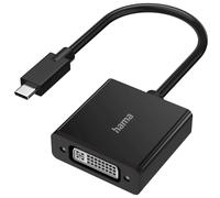 Hama Adaptador USB C - DVI para Monitor de Datos Digitales y vídeo (4K, Enchufe Estrecho, Materiales Flexibles, Thunderbolt-3/4) Negro