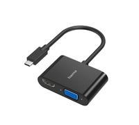 Hama | Adaptador USB-C a HDMI y VGA 4K para Monitor y Proyector | Permite conectar pantallas HDMI y VGA desde USB-C, compatible con resolución Ultra HD 4K, Negro