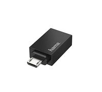 Hama Adaptador USB OTG, Micro USB Macho - USB A Hembra para Dispositivos como Tableta a Impresora, Transferencia de Datos 480 Mbps, USB 2.0